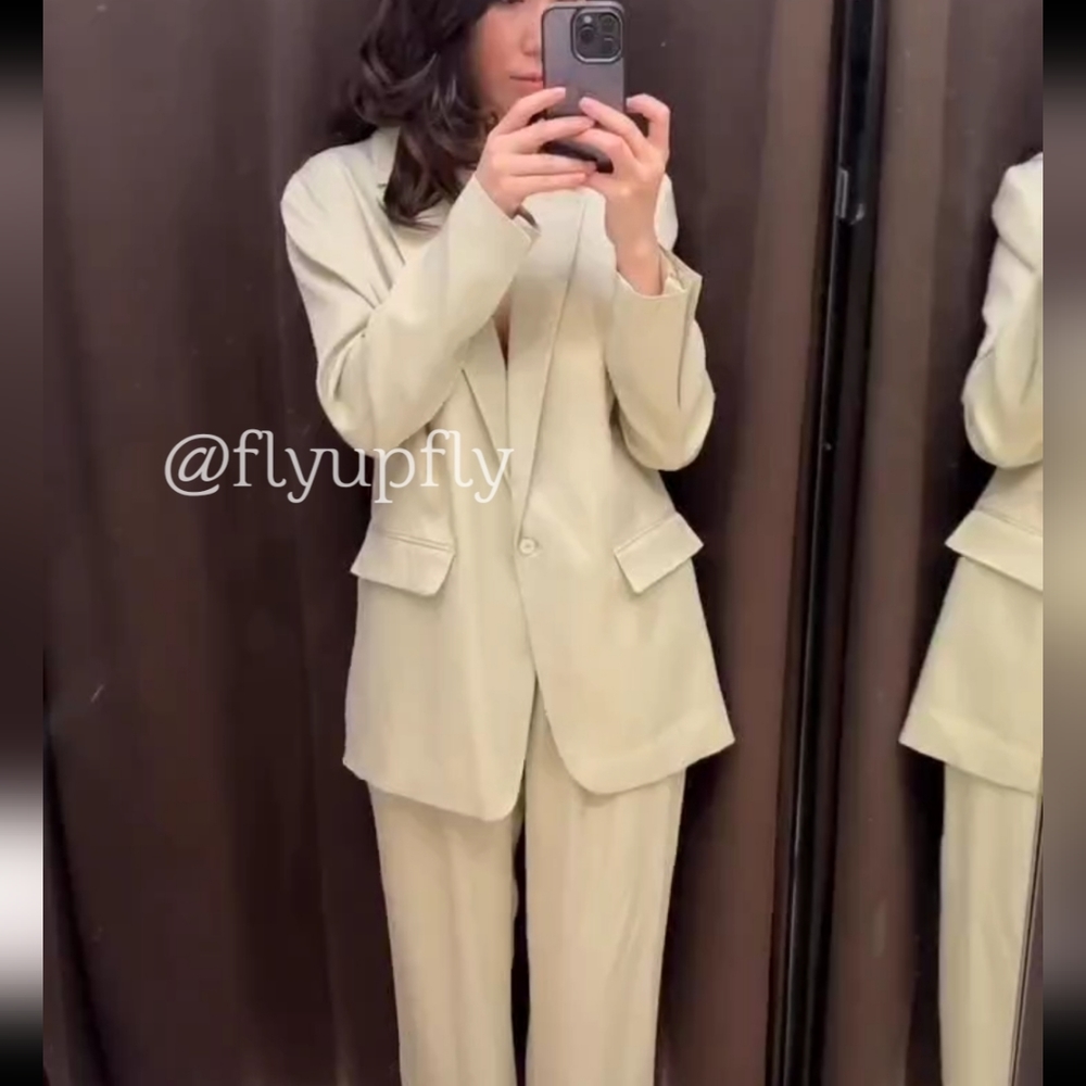 ZARA Matching Set * Satin Effect Blazer & Wide Pants - Picture 8 of 16